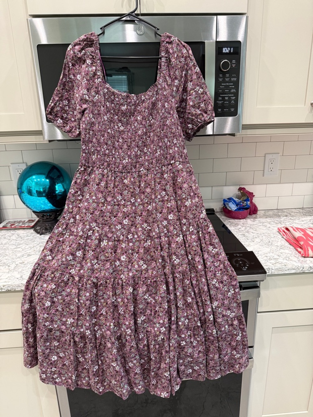 Sonoma Mauve Floral Tiered Midi Dress